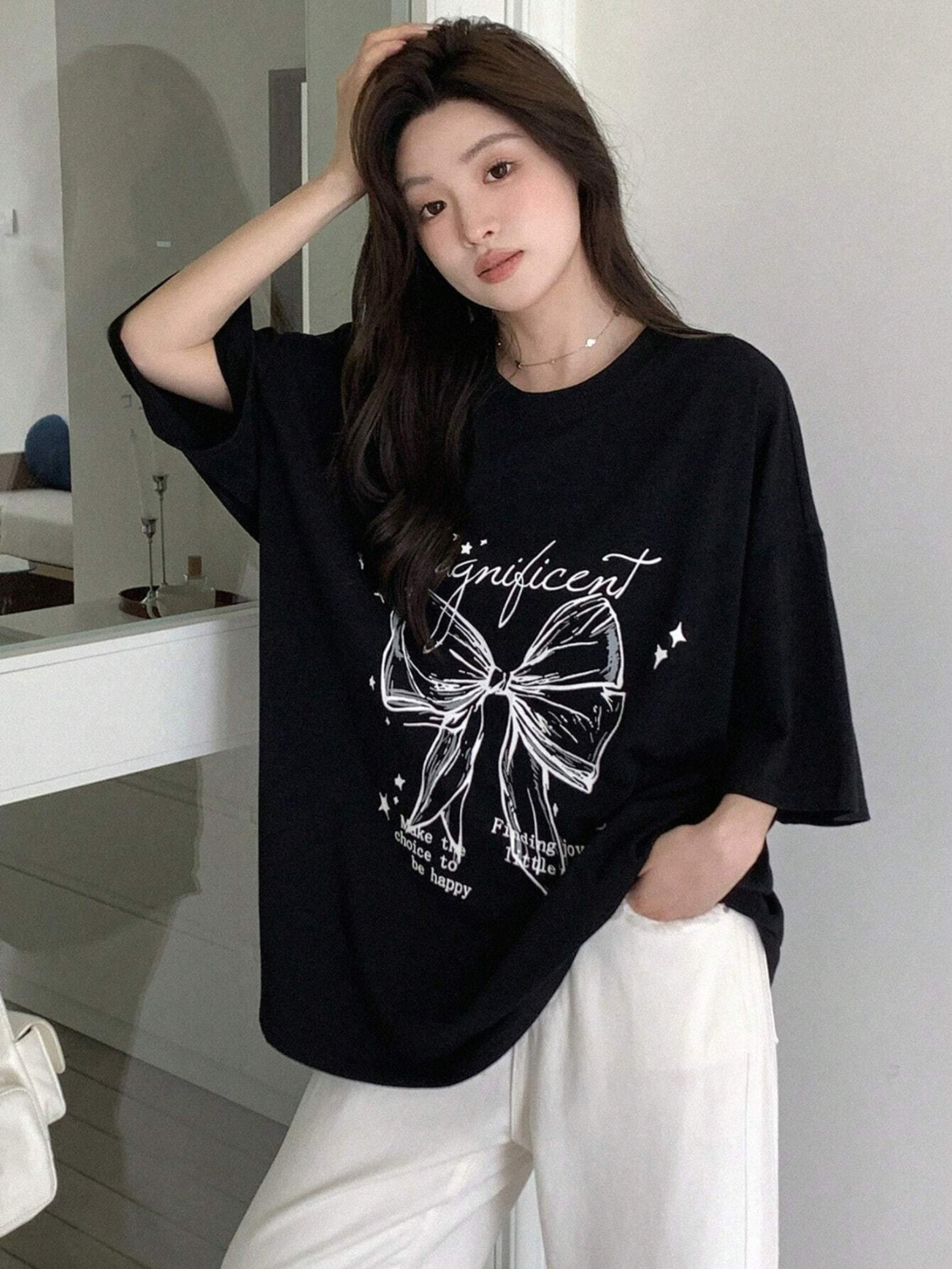 Image of KGN Women Printed Round Neck Cotton Blend Beige T-Shirt
