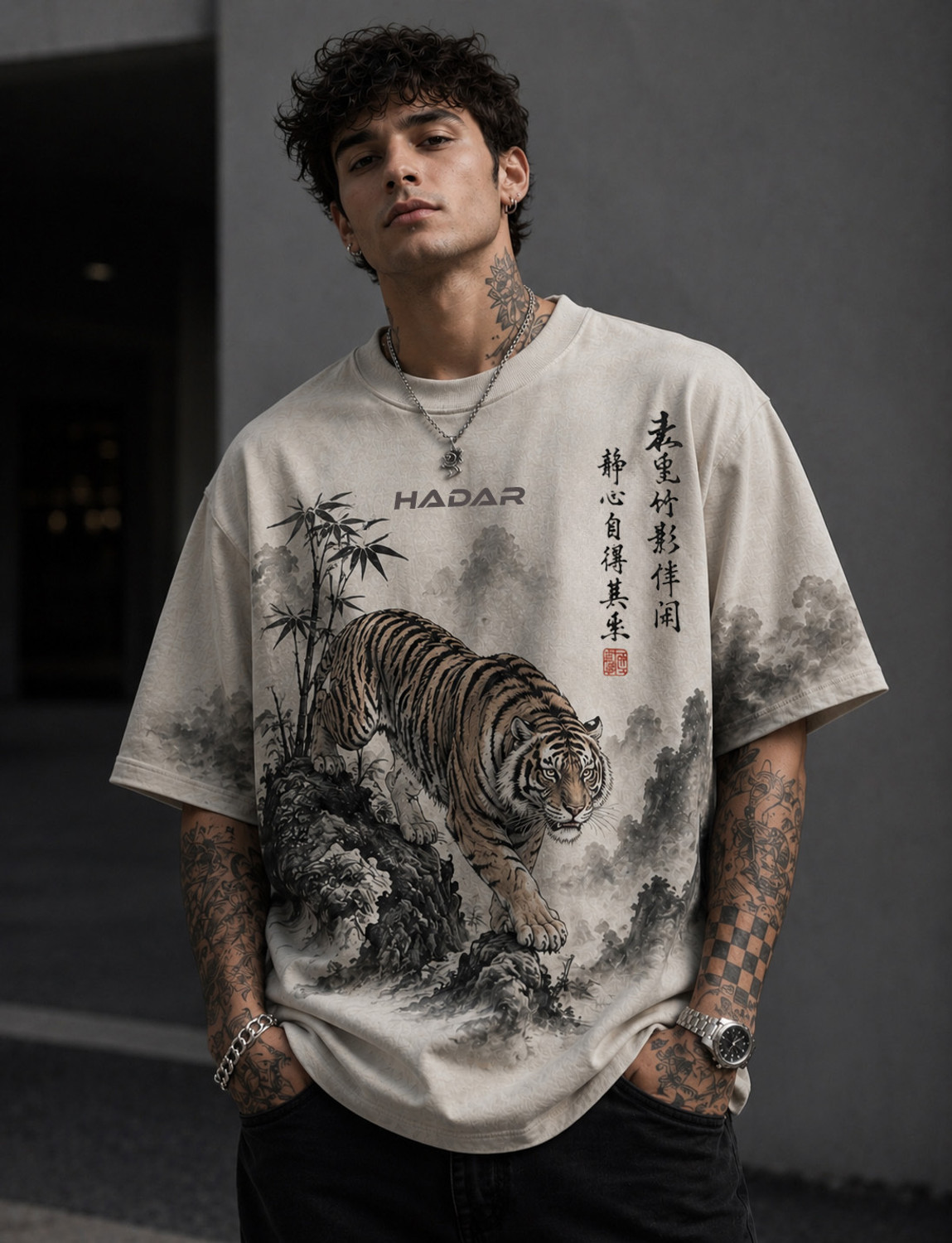 HADAR Men White Cotton Blend T-Shirt - Image 1