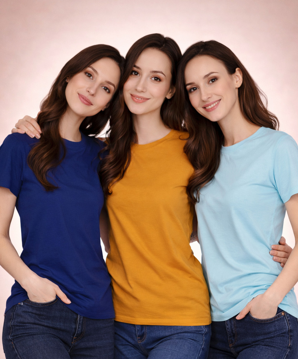 Image of ZentWorld Pack of 3 Women Printed Round Neck Cotton Blend Multicolor T-Shirt