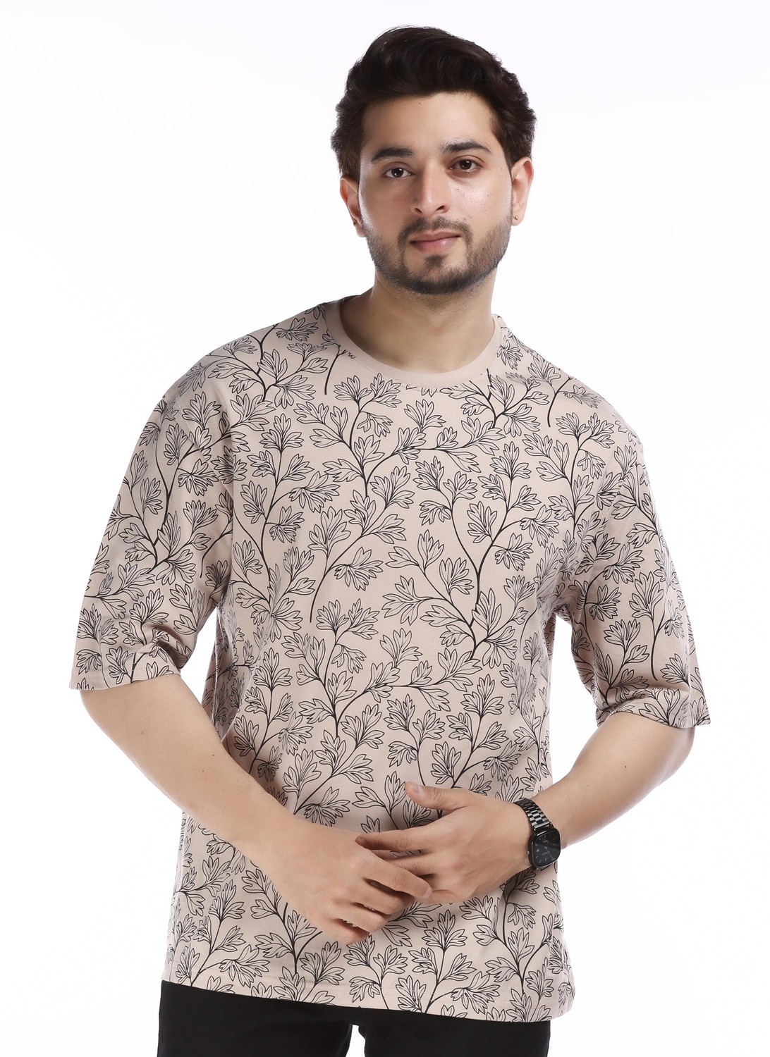 Image of Radheshyam Men Printed Round Neck Cotton Blend Green T-Shirt