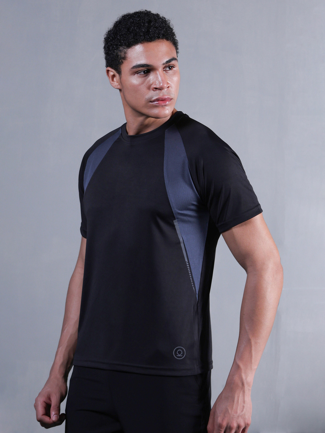 Image of HEPAKA Men Solid Round Neck Polyester Grey T-Shirt