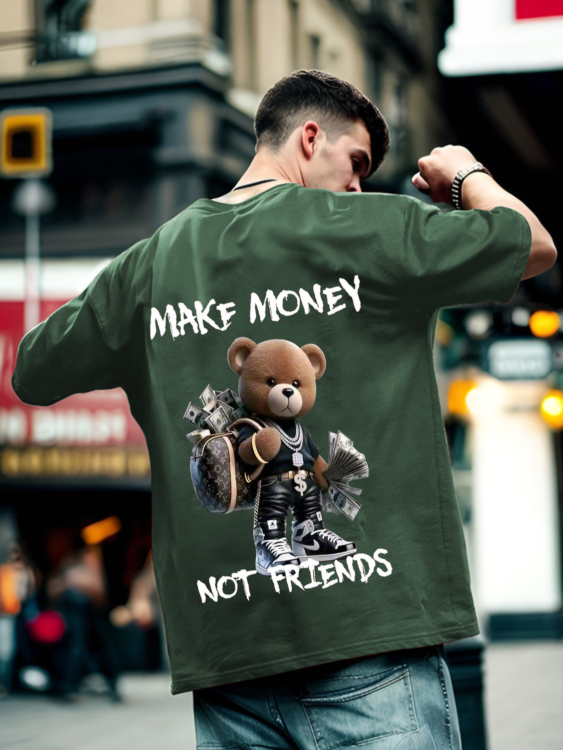 Image of Manly Tees Men Printed Round Neck Cotton Blend Dark Blue T-Shirt