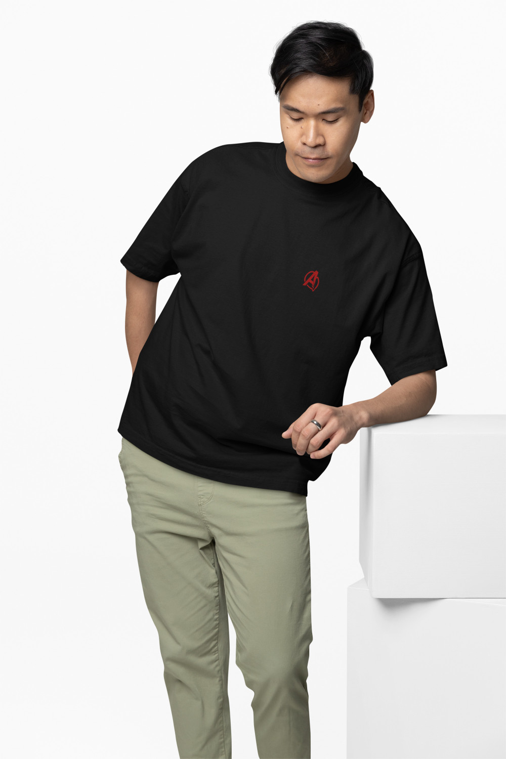 Image of DarkWhite Men Graphic Print Round Neck Pure Cotton Black T-Shirt
