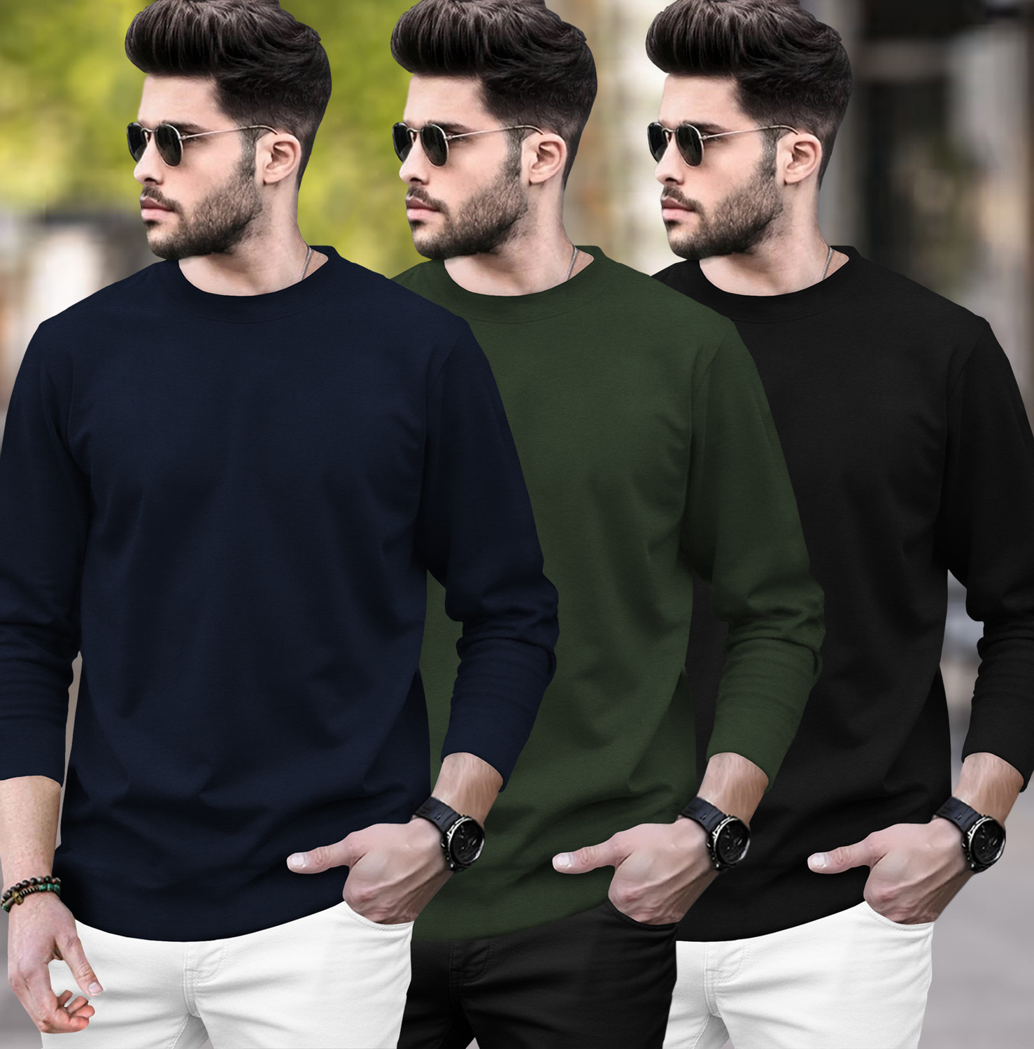 Image of BLIVE Men Printed Hooded Neck Cotton Blend Black, Yellow T-Shirt