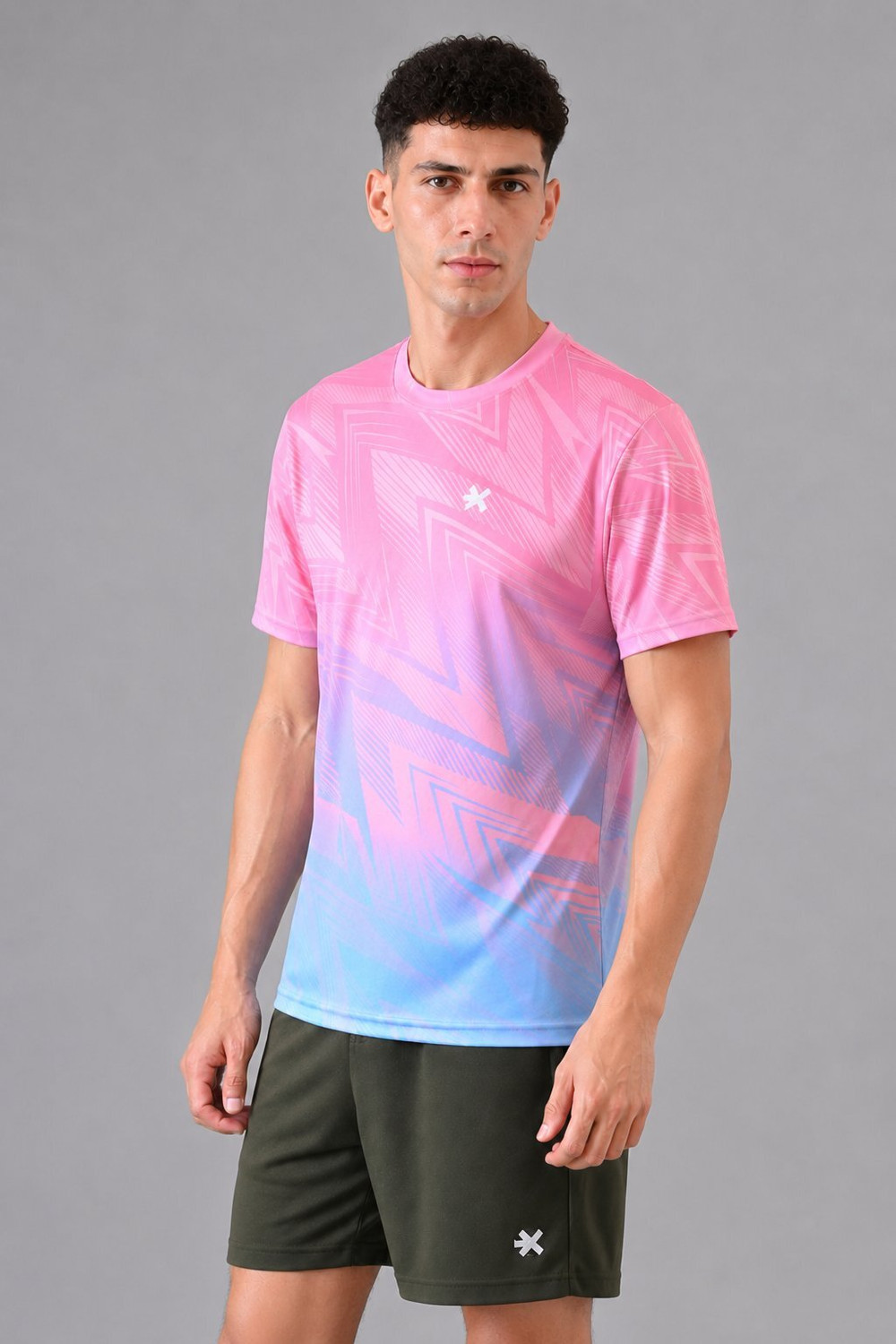 HRX by Hrithik Roshan Men Pink, Blue T-Shirt - Image 1