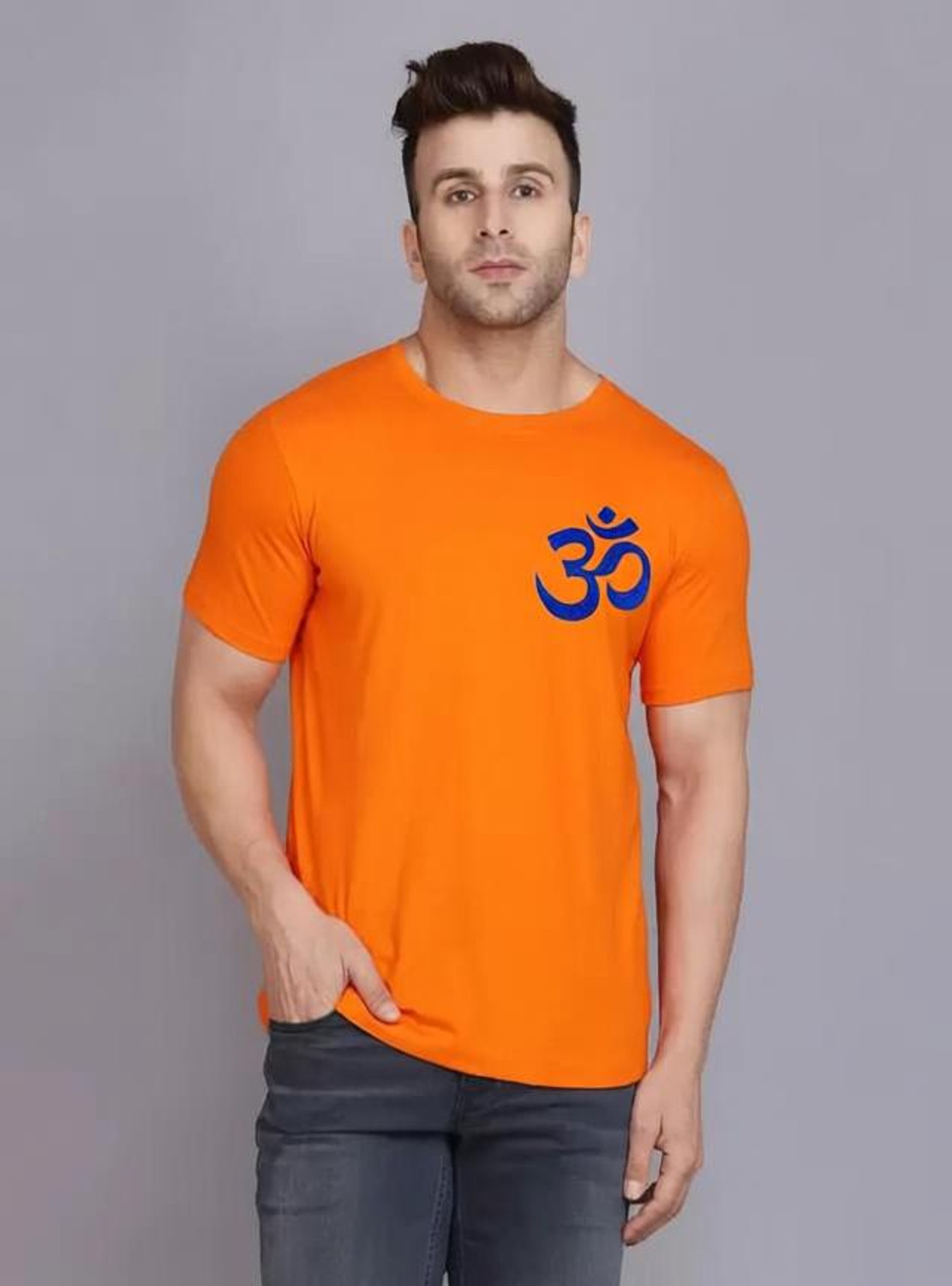 Image of LOOP STITCH Men Solid Polo Neck Polycotton Grey T-Shirt
