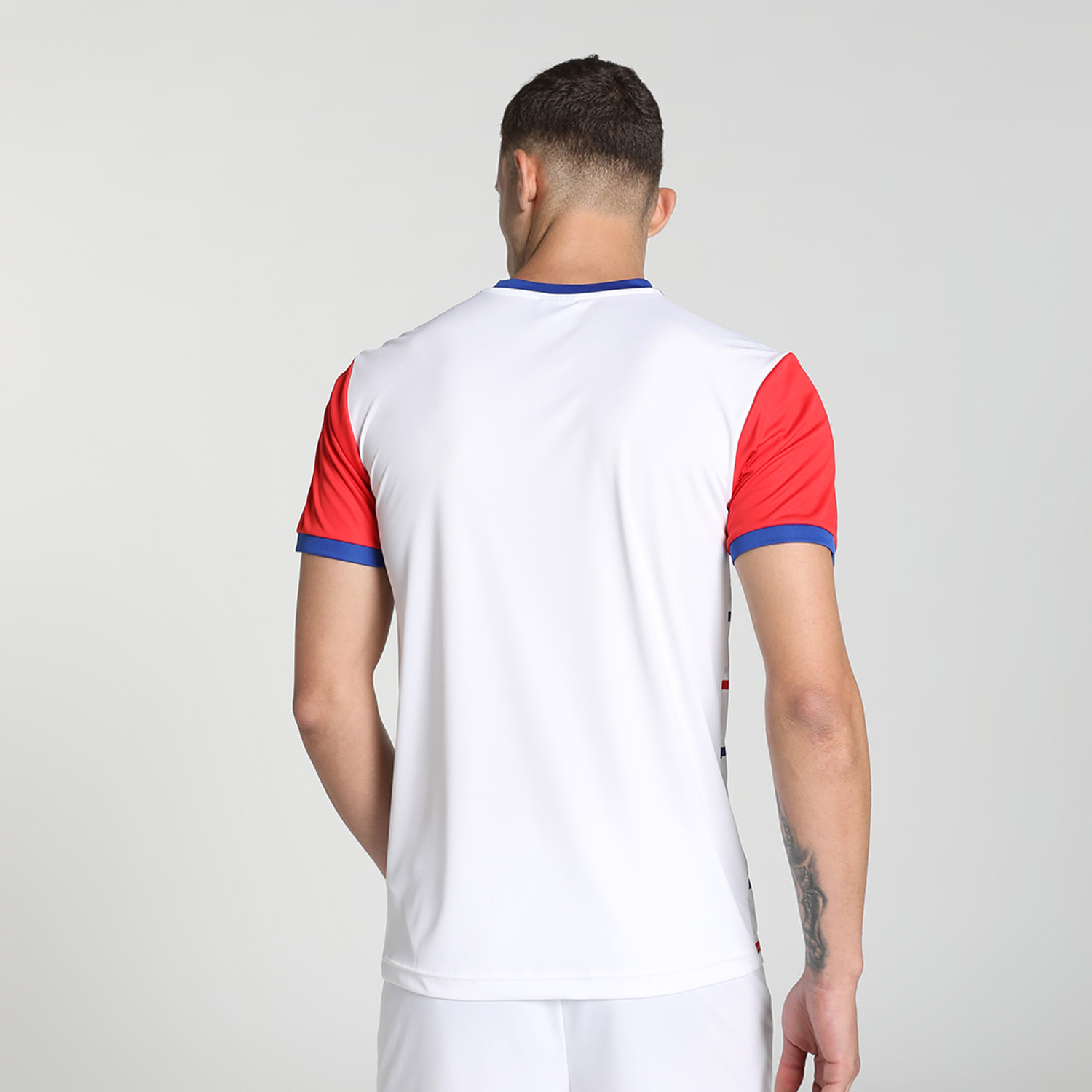 Image of PUMA Men Solid Round Neck Polyester White T-Shirt