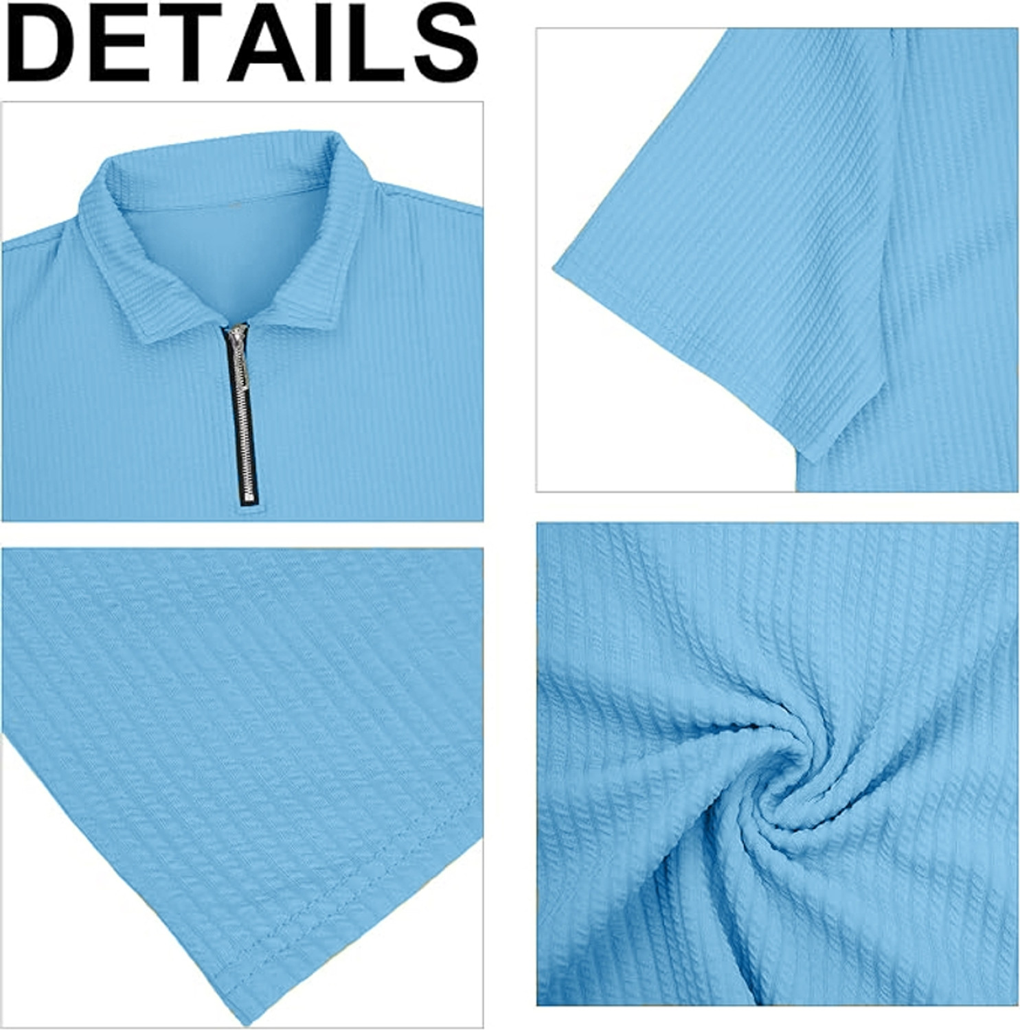 Image of Denzolee Men Self Design Zip Neck Cotton Blend Blue T-Shirt