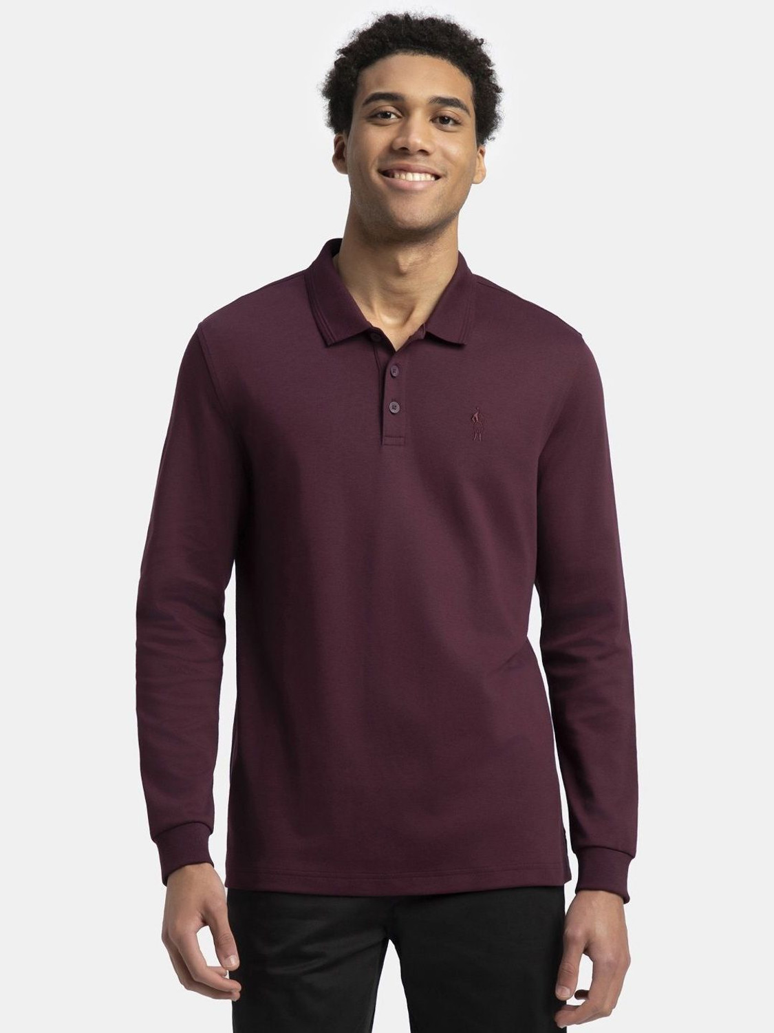 JOCKEY Men Maroon Polo Neck T-Shirt - Image 6