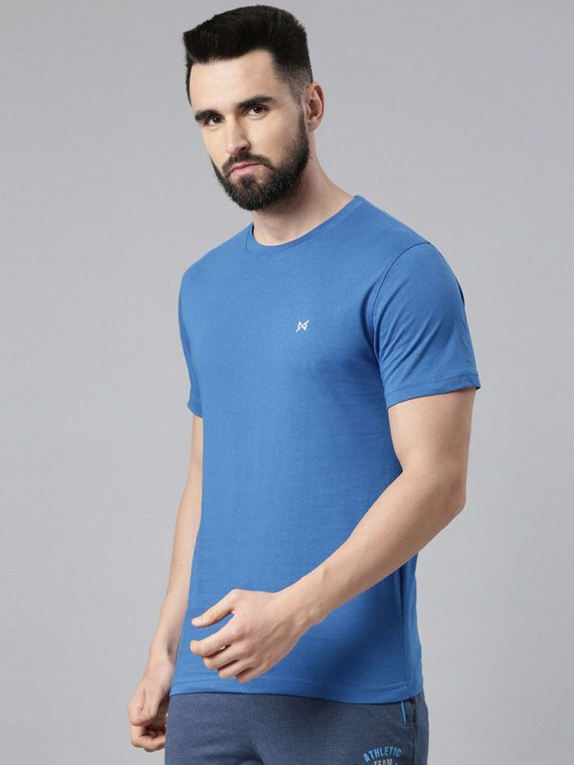 Image of Force NXT Pack of 2 Super Combed Cotton Men Solid Round Neck Pure Cotton Multicolor T-Shirt