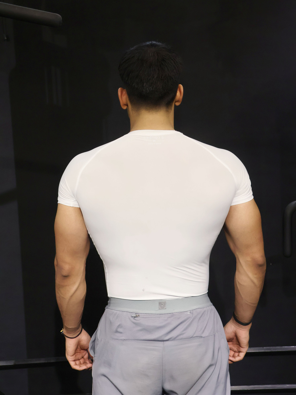 Image of COITONIC Men Solid Round Neck Polyester White T-Shirt
