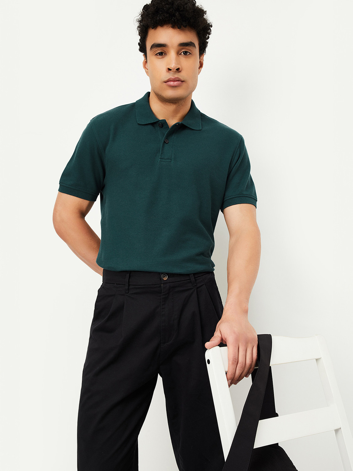 Image of MARVEL By Metronaut Men Printed Polo Neck Polycotton Black T-Shirt