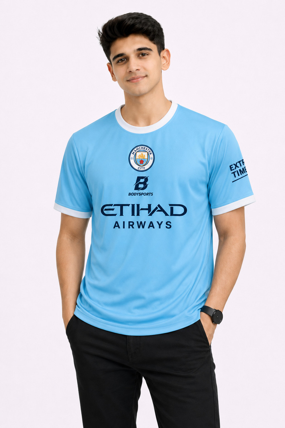 Bodysports.co Men Light Blue Polyester T-Shirt - Image 1