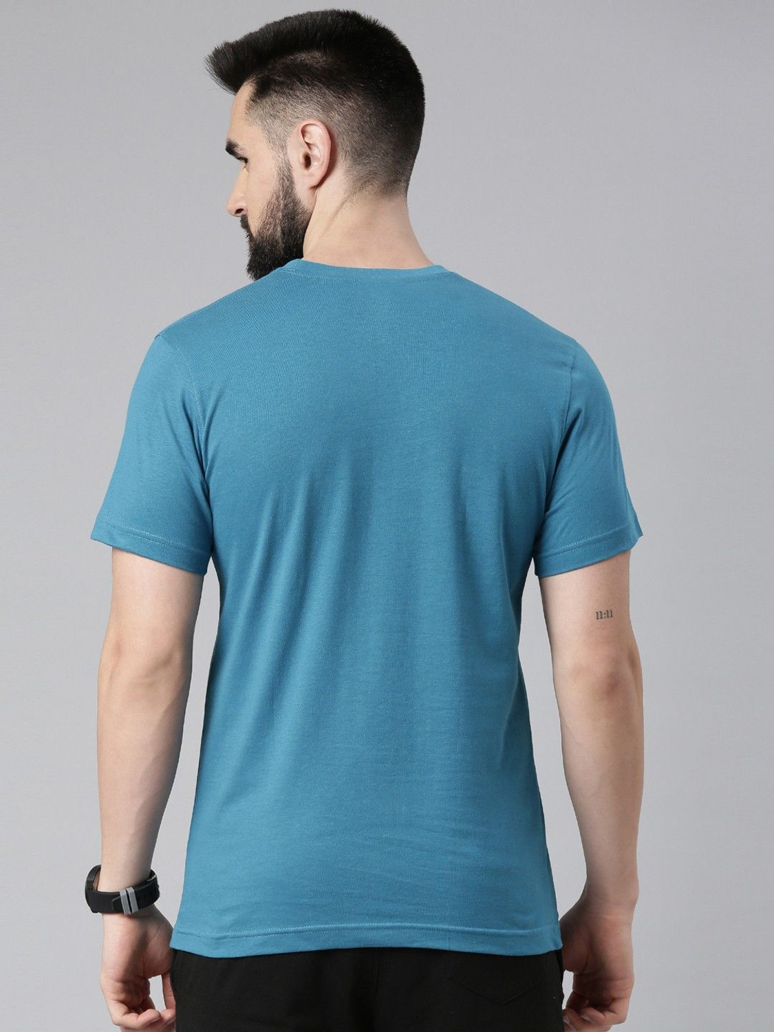 Image of Force NXT Pack of 2 Men Solid Round Neck Pure Cotton Blue, White T-Shirt
