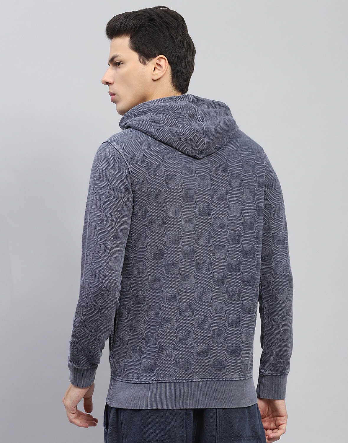 Image of MONTE CARLO Men Printed Hooded Neck Cotton Blend Grey T-Shirt