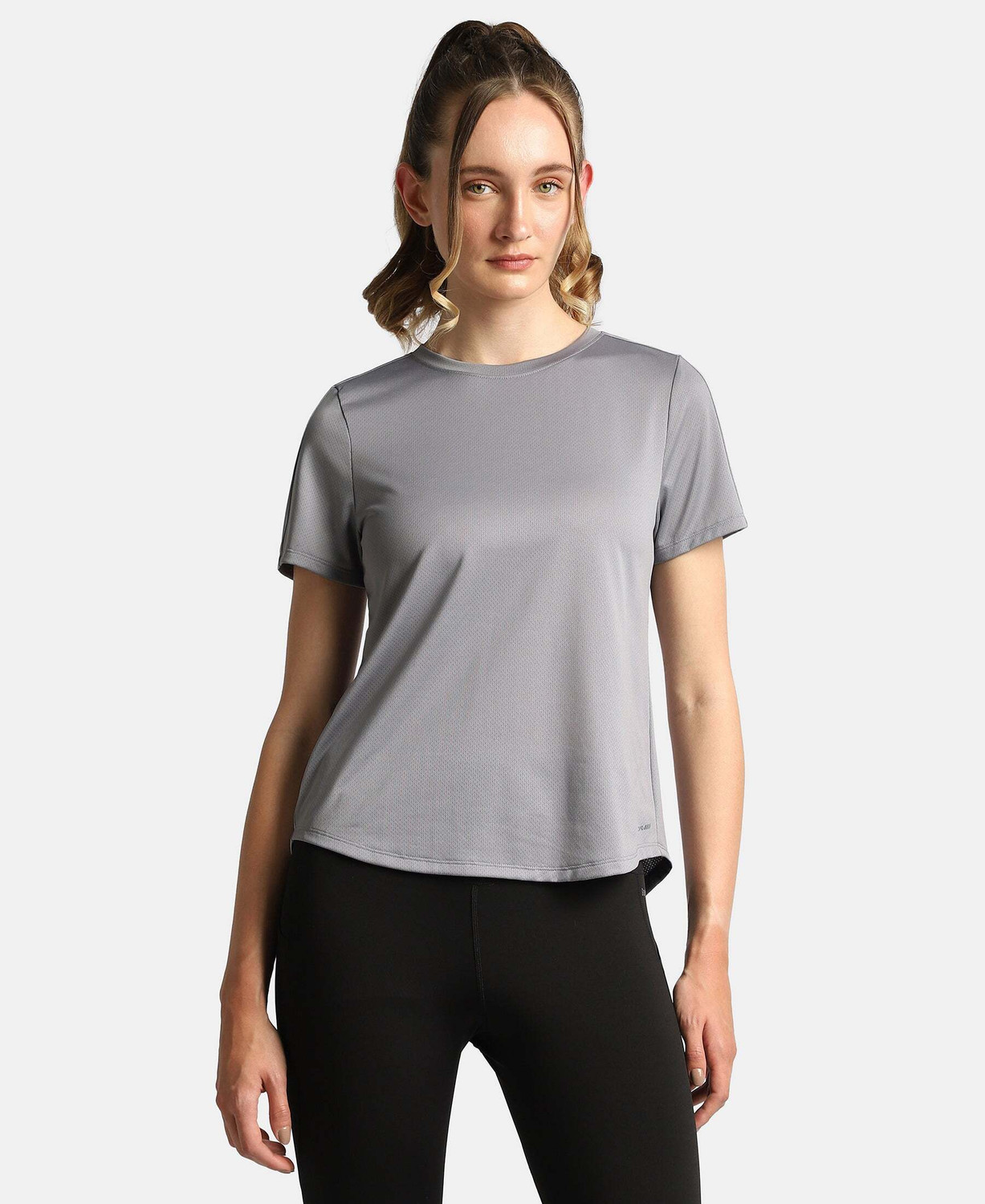 Image of KVETOO Women Printed Round Neck Polyester Multicolor T-Shirt