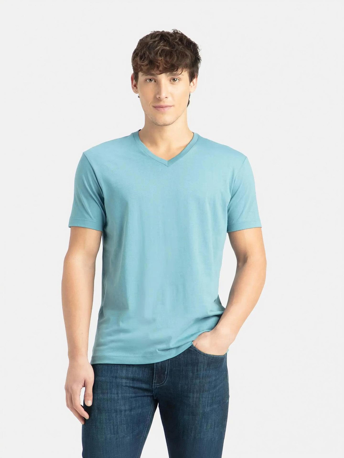 Image of PARX Men Striped Polo Neck Pure Cotton Blue T-Shirt