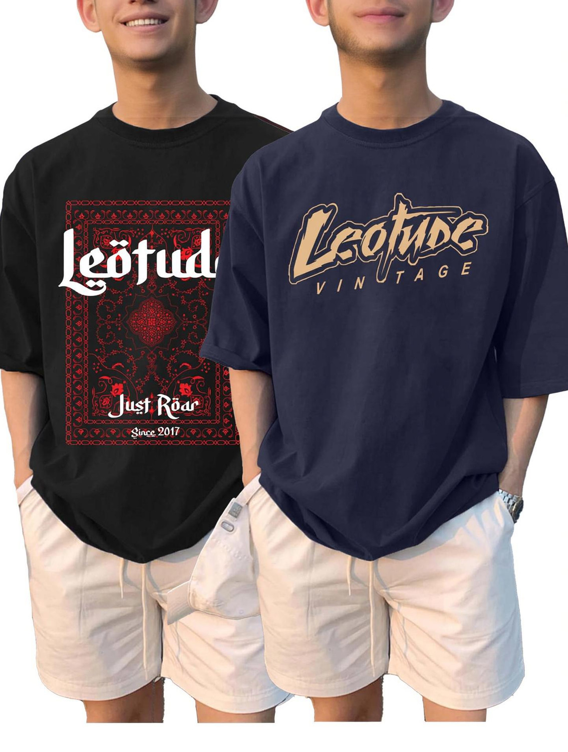 Leotude Men Multicolor Cotton Blend T-Shirt - Image 1