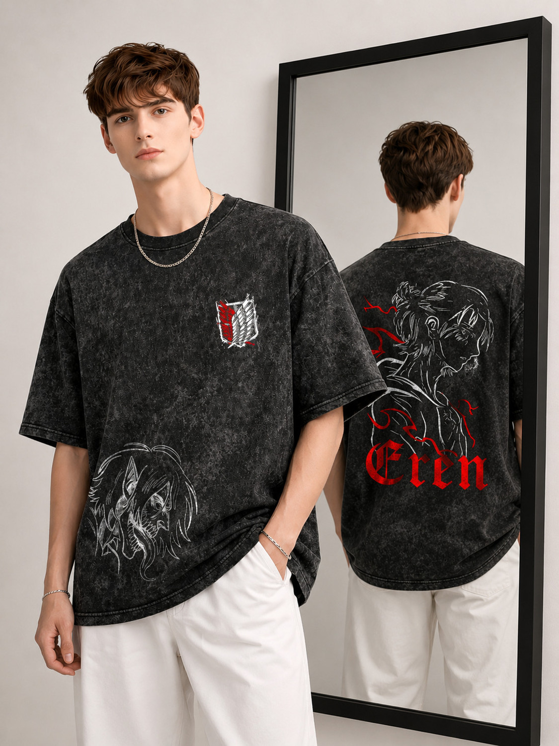 Anipop Men Black Cotton T-Shirt - Image 1