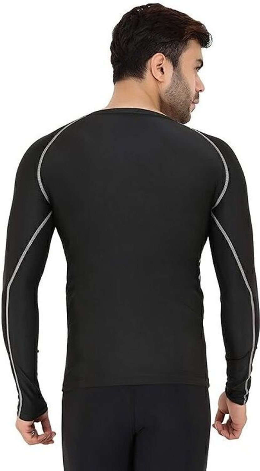 Image of NINQ Men Sporty Round Neck Polyester Black T-Shirt