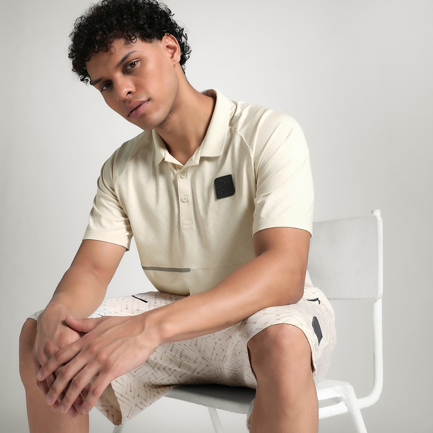 Image of PUMA Men Solid Polo Neck Polyester Green T-Shirt