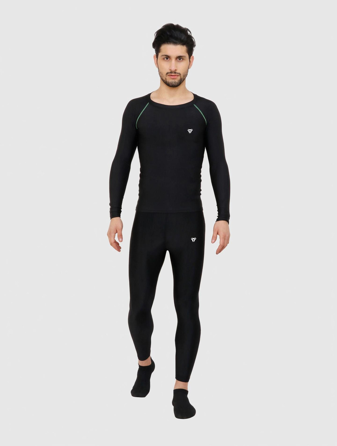 Image of NINQ Men Solid Round Neck Nylon Black T-Shirt