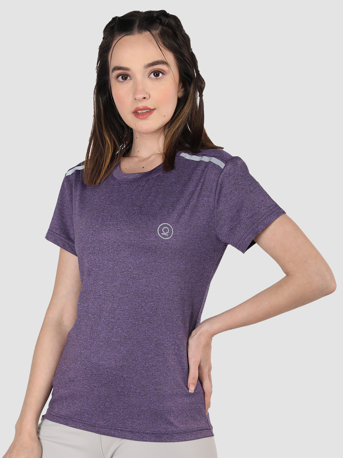 Image of CHKOKKO Women Solid Round Neck Polyester Pink T-Shirt
