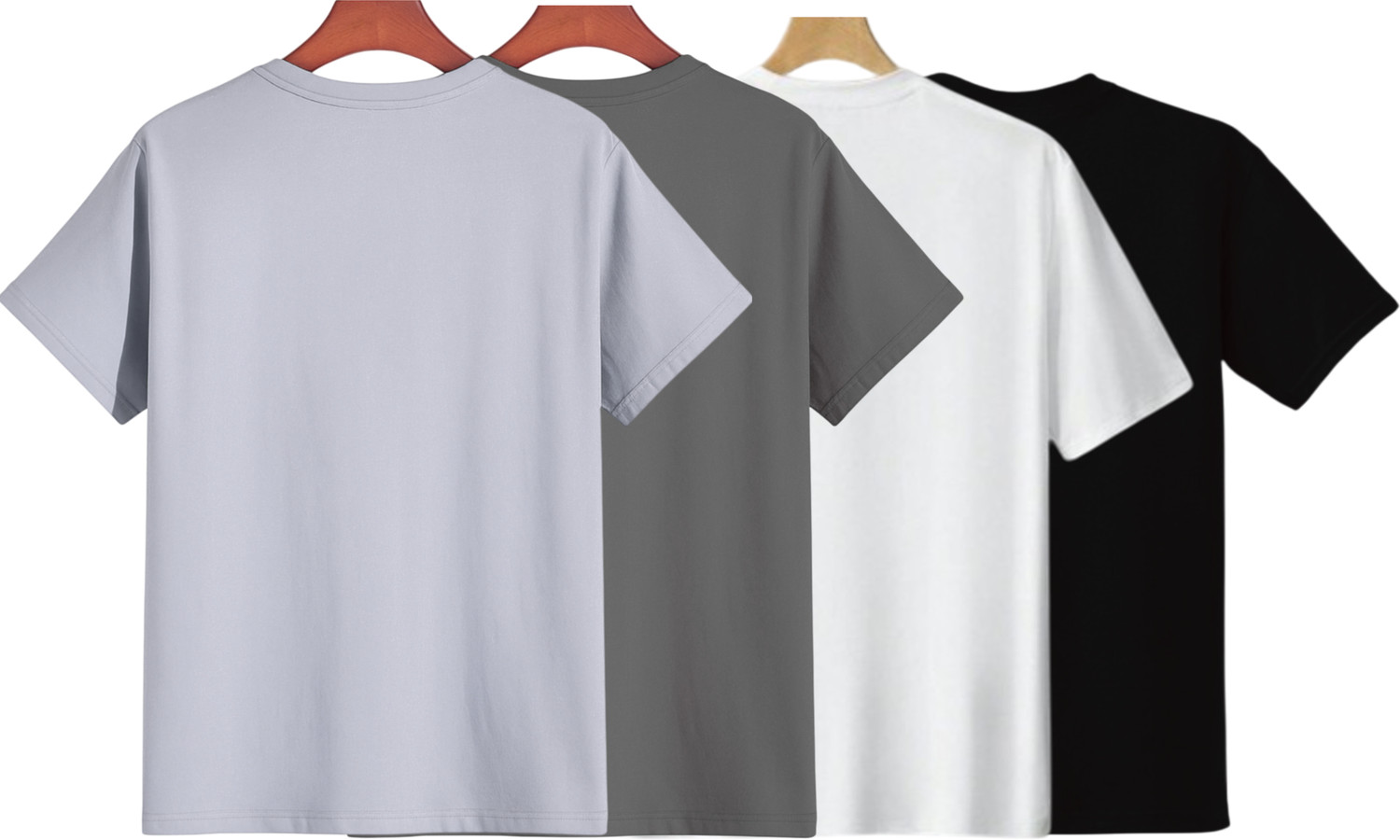 Image of lalita creation Pack of 4 Men Solid Round Neck Polyester Silver, Grey, White, Black T-Shirt