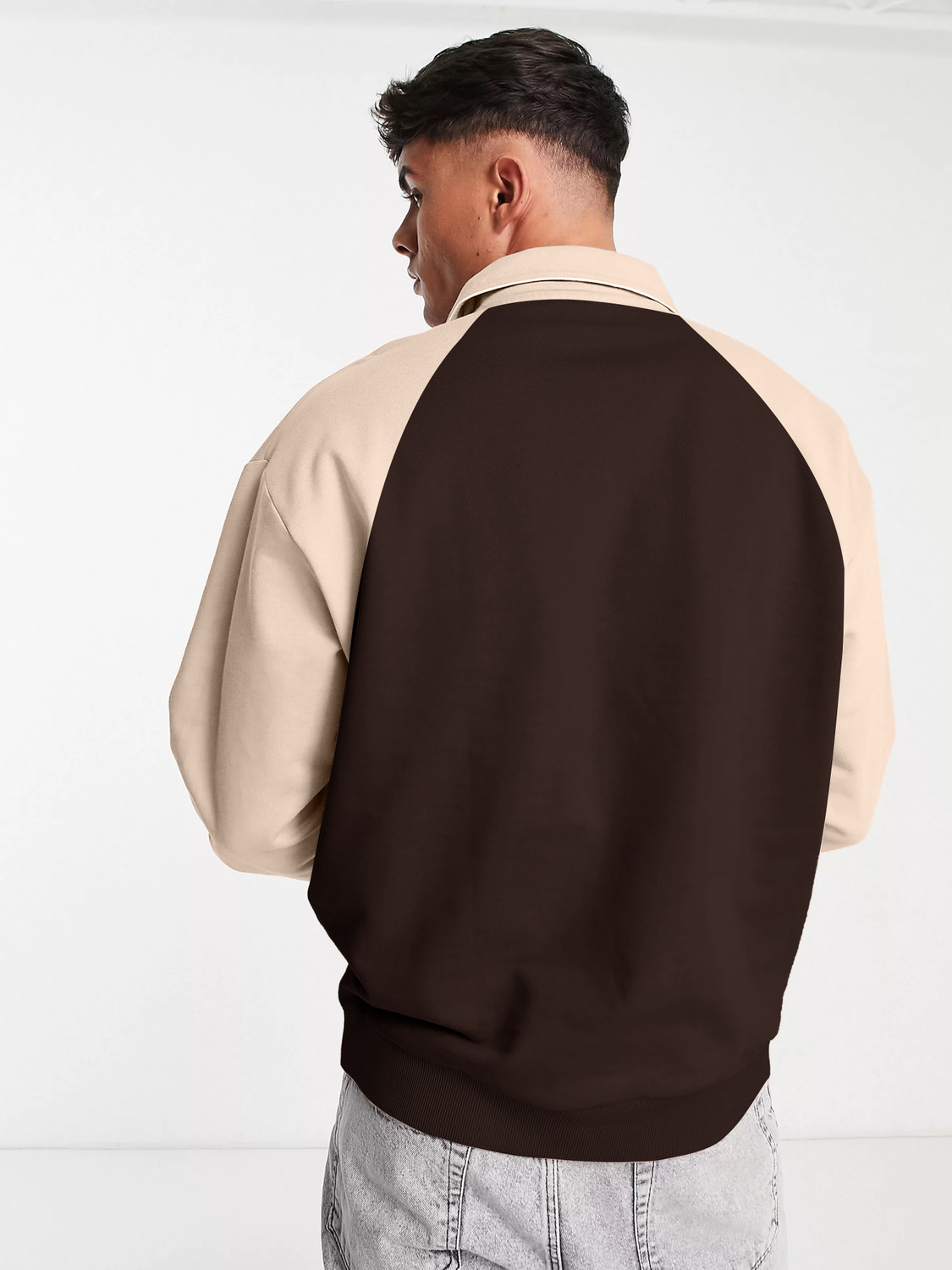 Image of Jump Cuts Men Printed Polo Neck Cotton Blend Brown T-Shirt