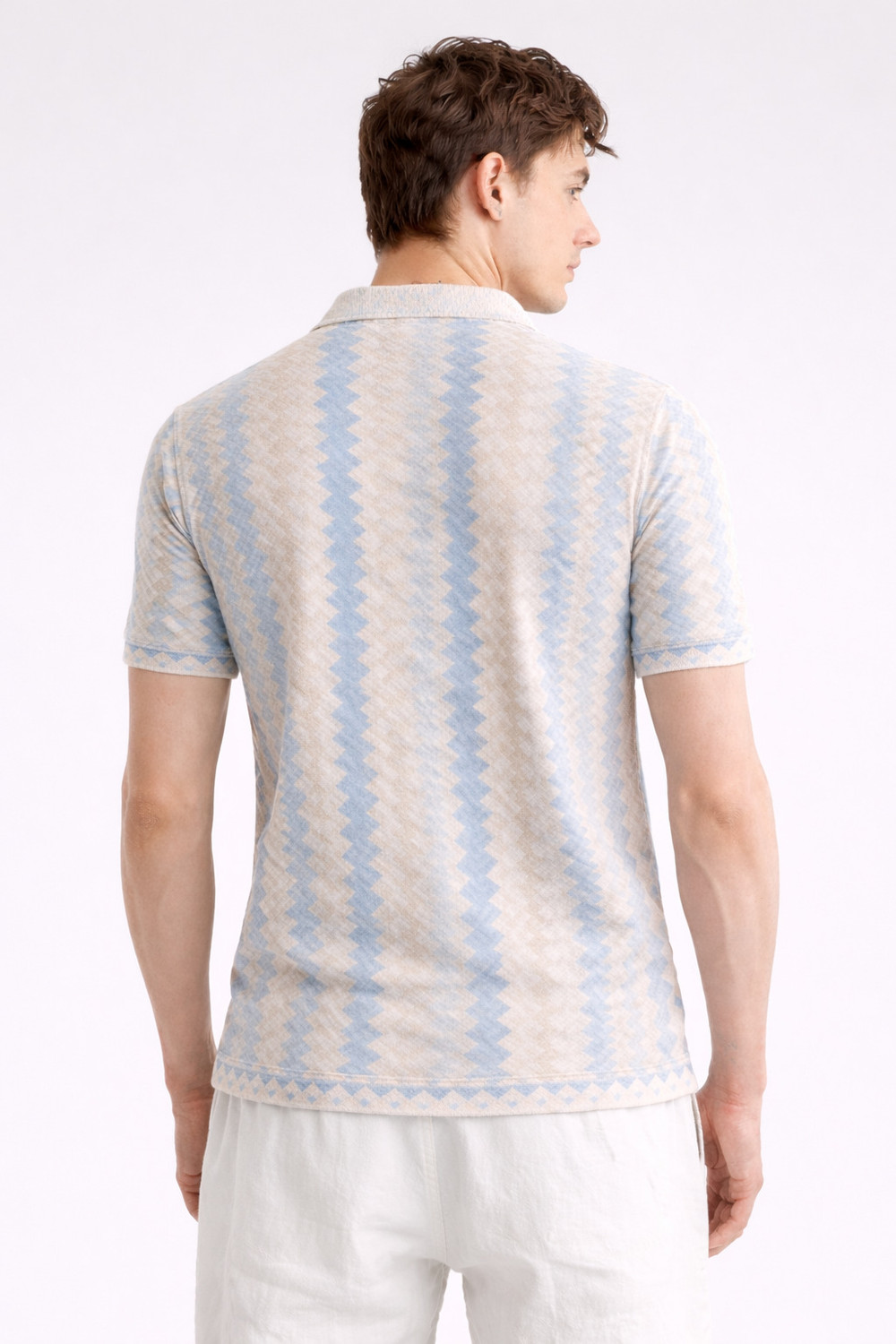 Image of CELLUX Men Abstract Polo Neck Polycotton Multicolor T-Shirt