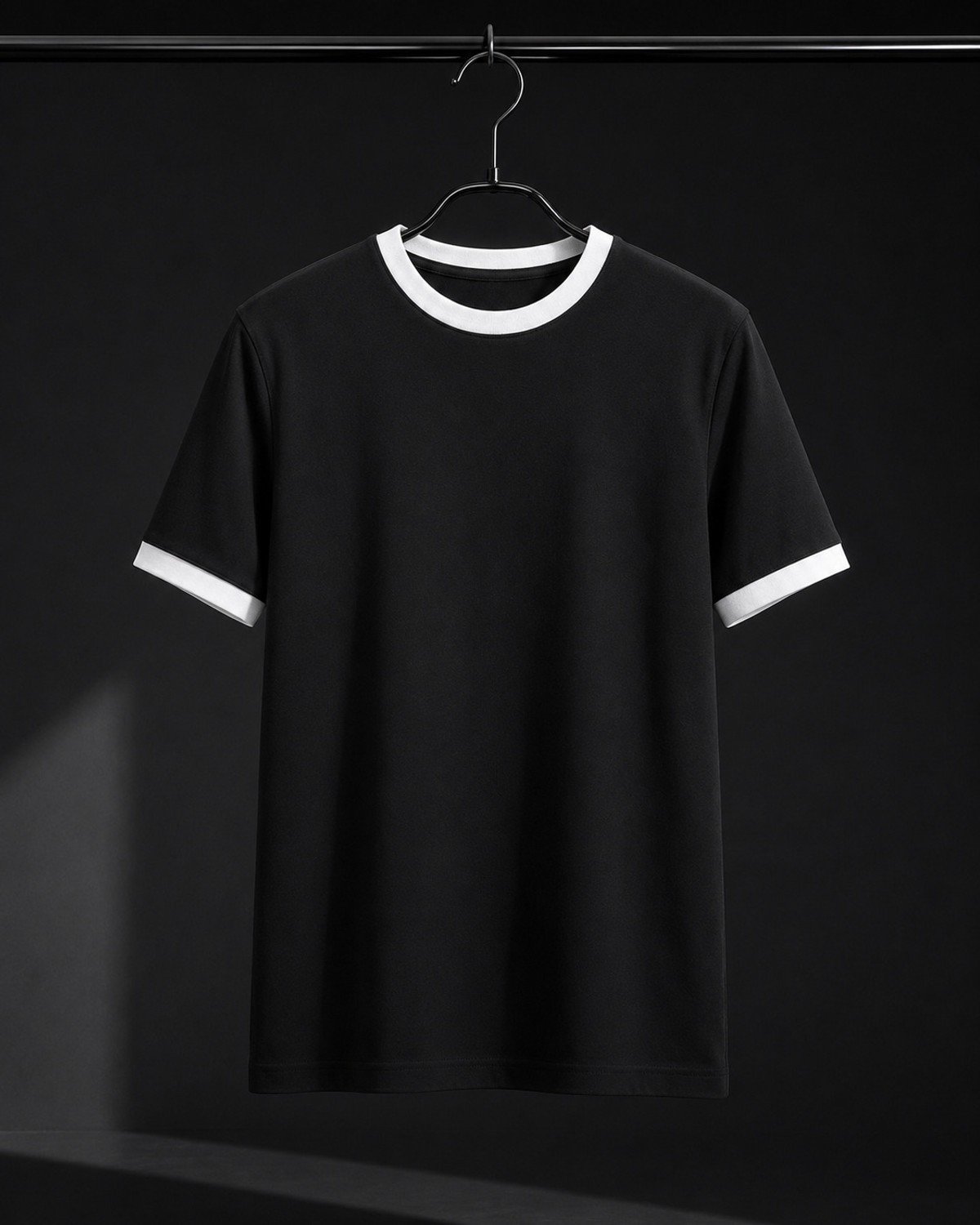 DL Fashion Men Colorblock Round Neck Polycotton Black, White T-Shirt - Image 1