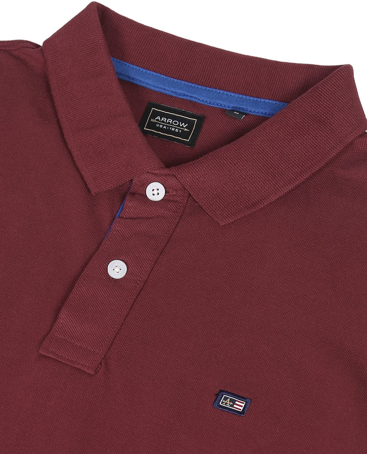 Image of ARROW Men Solid Polo Neck Pure Cotton (230 gsm) Red T-Shirt