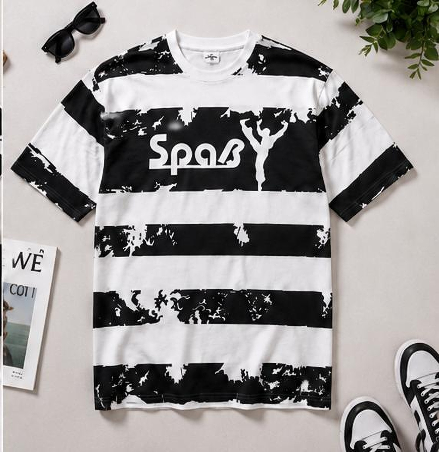 Image of XFASHIONS Pack of 2 Men Graphic Print Round Neck Polycotton Black T-Shirt