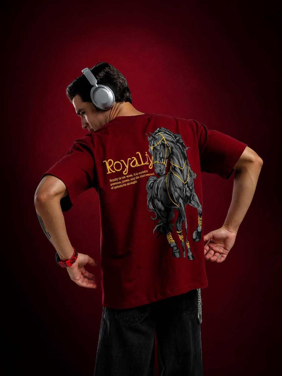 RYNIX Men Typography Round Neck Pure Cotton Maroon T-Shirt - Image 1