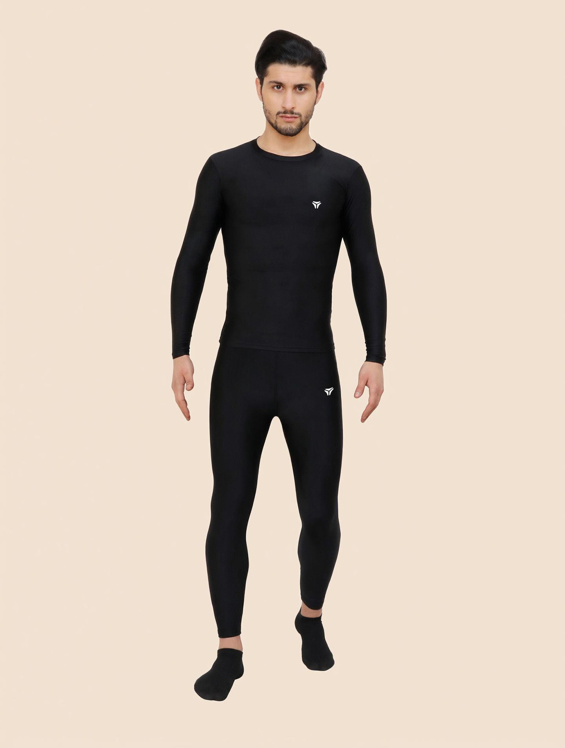 Image of Kyk Men Solid Round Neck Polyester Black T-Shirt