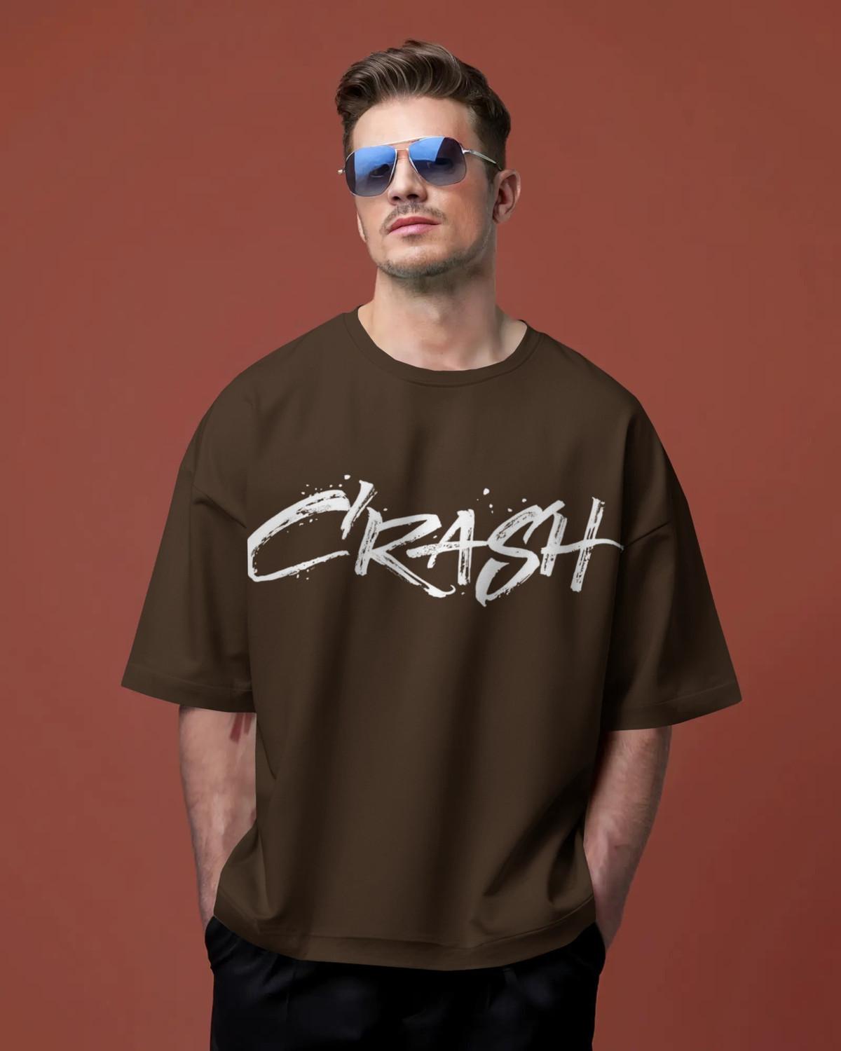 Image of FLYIND VOGUE OUTFIT Men Graphic Print, Typography Round Neck Cotton Blend Beige, Brown T-Shirt
