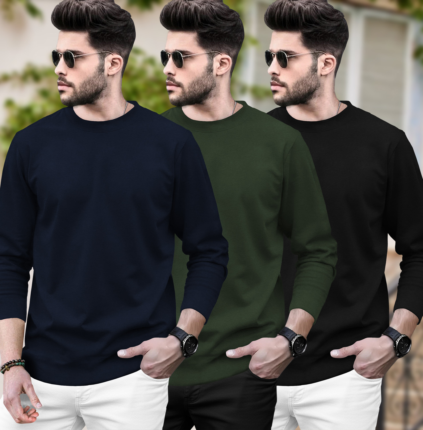 Image of BLIVE Men Printed Hooded Neck Cotton Blend Black, Yellow T-Shirt