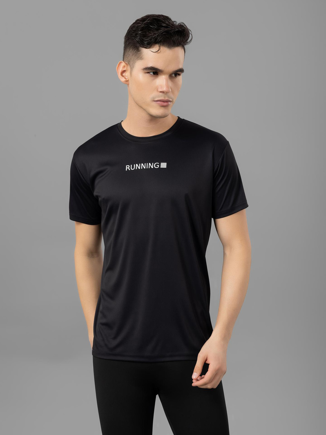 Image of DarkWhite Men Graphic Print Round Neck Pure Cotton Black T-Shirt