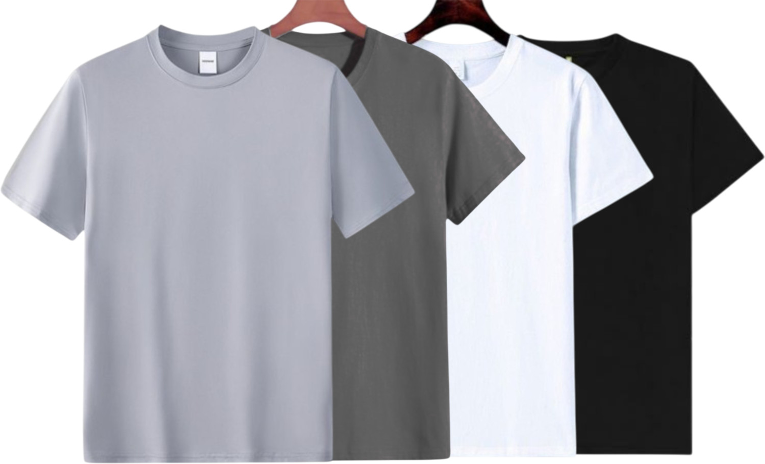 Image of lalita creation Pack of 4 Men Solid Round Neck Polyester Silver, Grey, White, Black T-Shirt