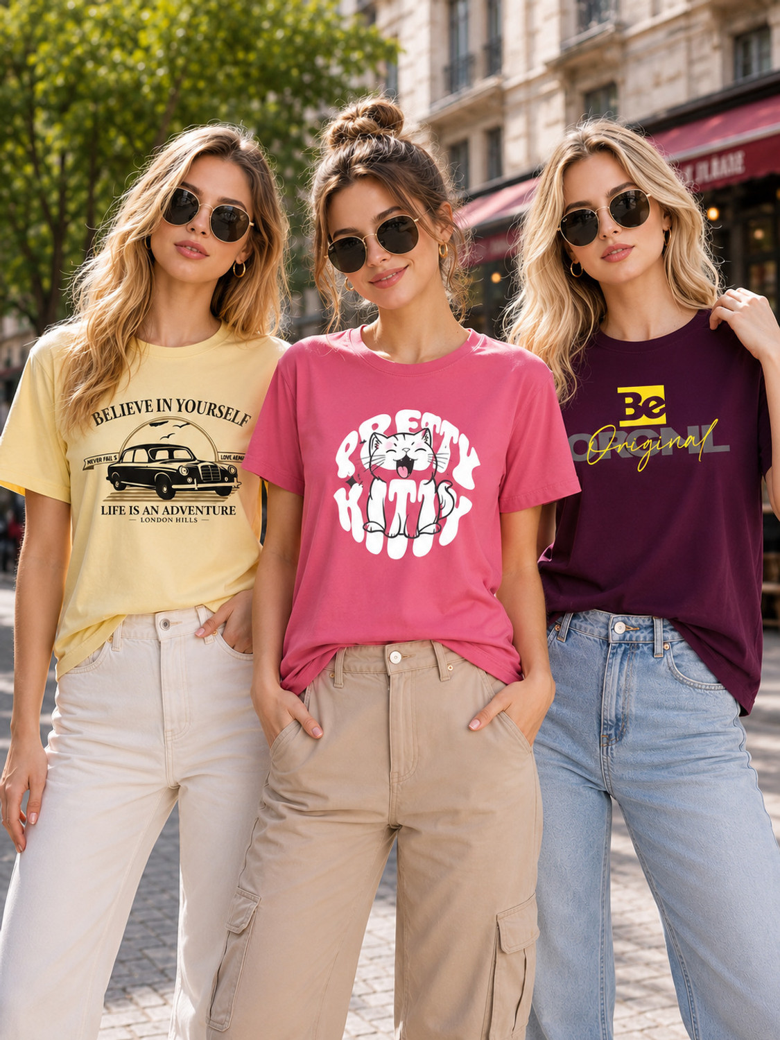 Image of Attirea Women Graphic Print Round Neck Polyester Pink T-Shirt