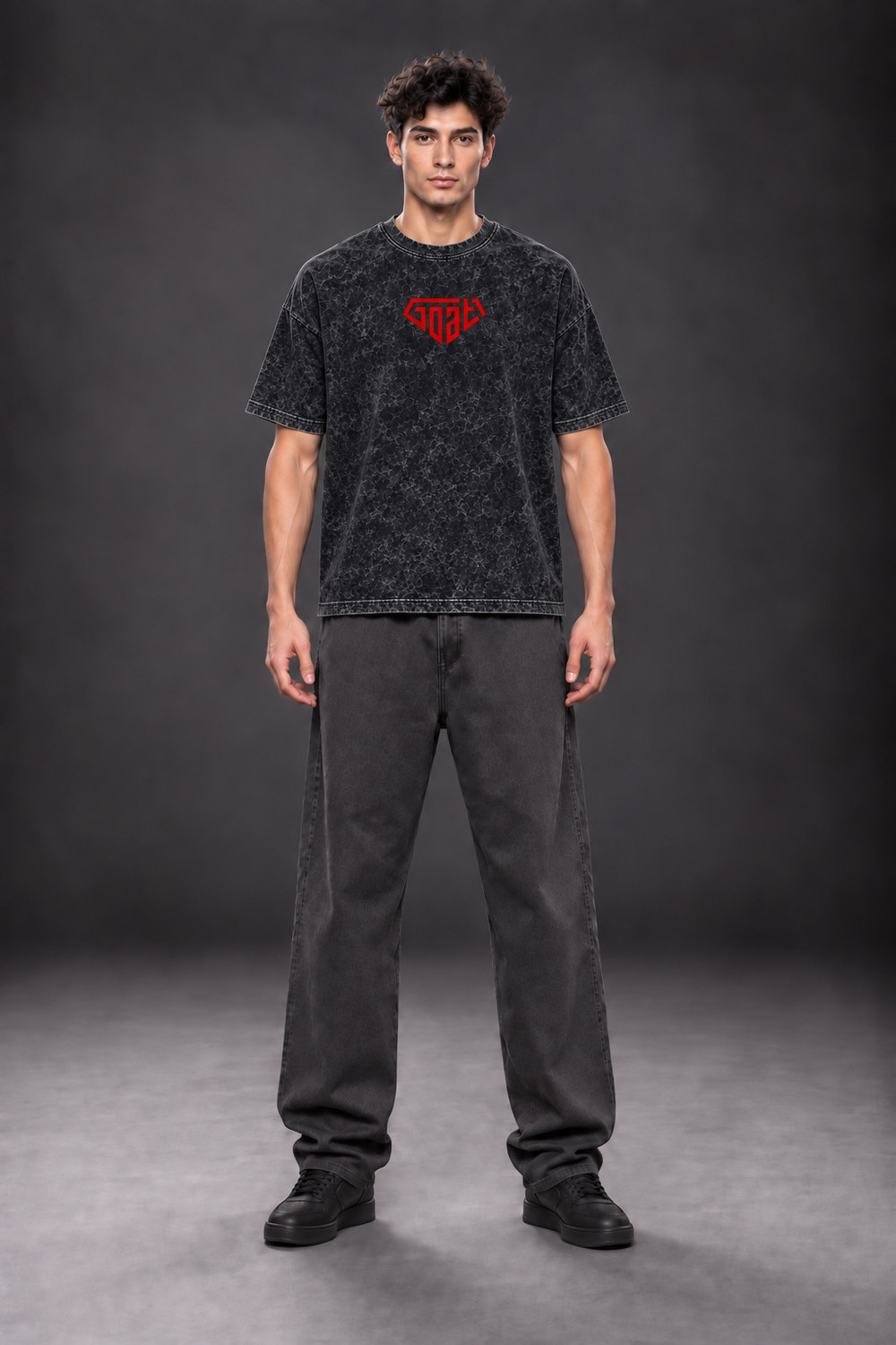Woops studio! Men Black Cotton T-Shirt - Image 1