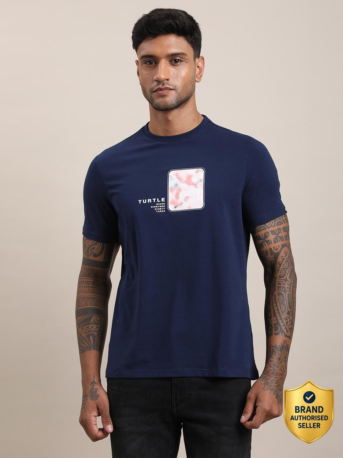 Image of Force NXT Pack of 2 Men Solid Round Neck Pure Cotton Blue, White T-Shirt