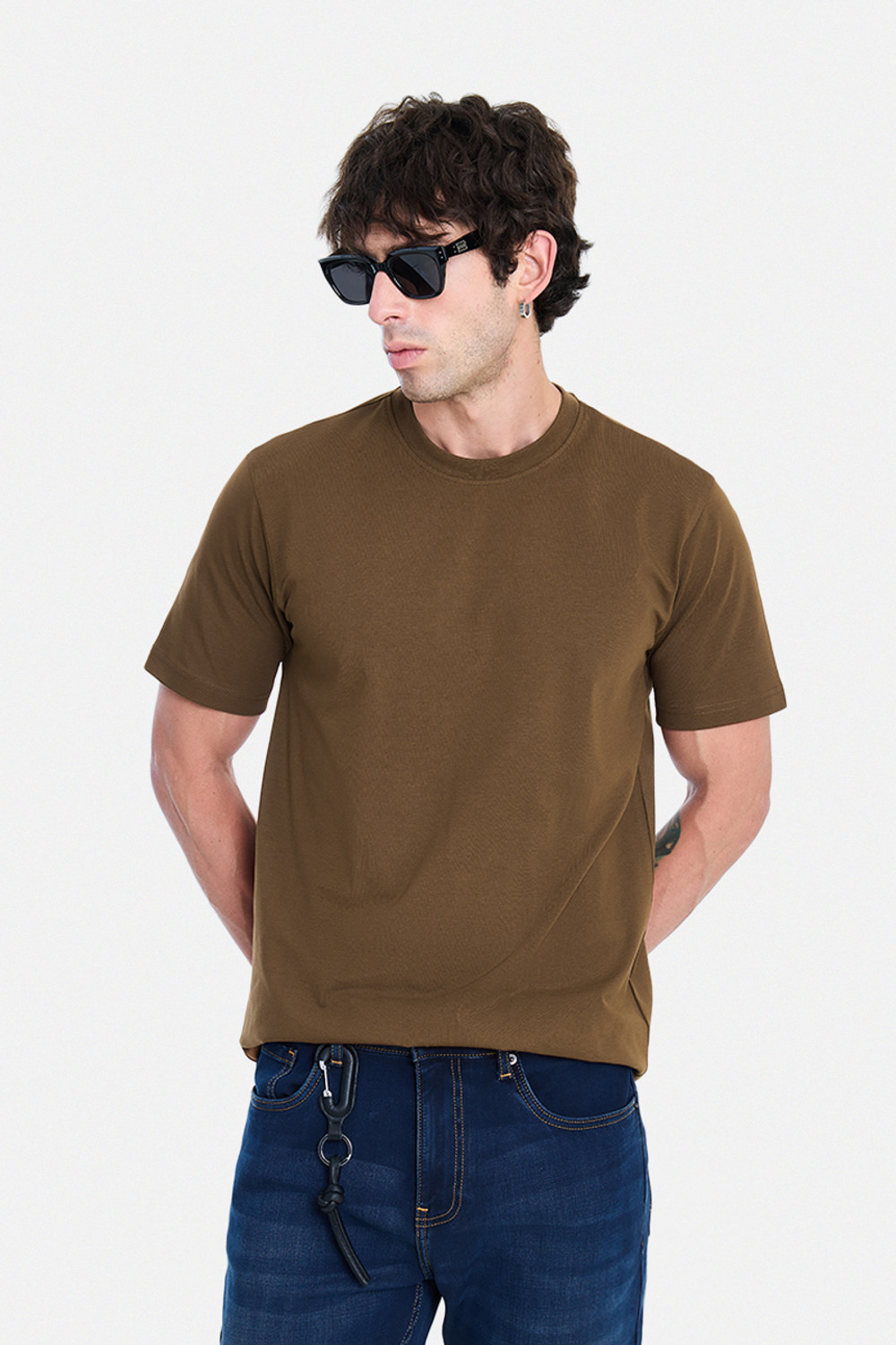 Image of Snitch Men Solid Polo Neck Pure Cotton Black T-Shirt