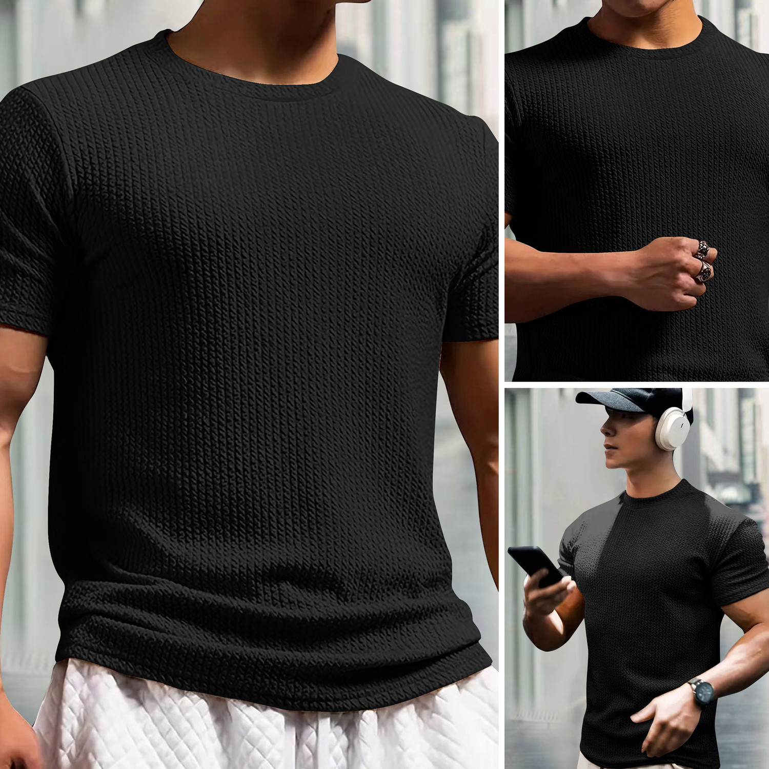 METRONAUT Men Black Cotton Blend T-Shirt - Image 1