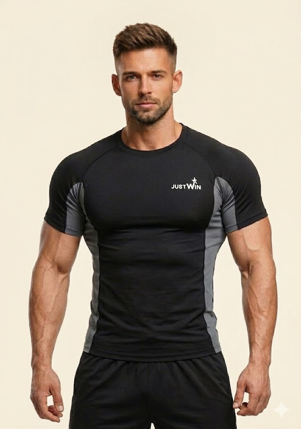 Image of NINQ Pack of 2 Men Sporty Round Neck Polyester Black, Blue T-Shirt