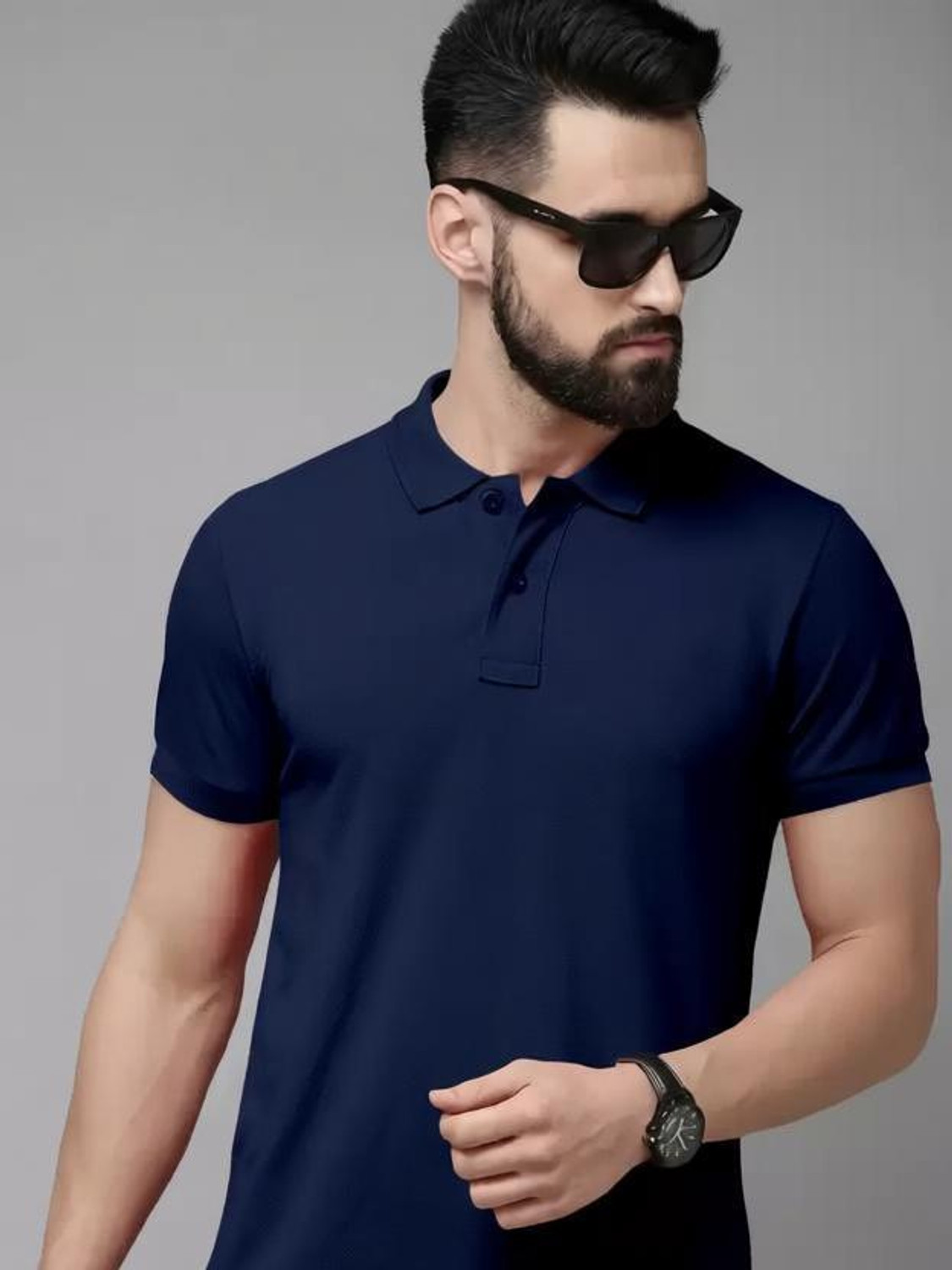 Image of TRIPR Men Solid Mandarin Collar Cotton Blend Maroon T-Shirt