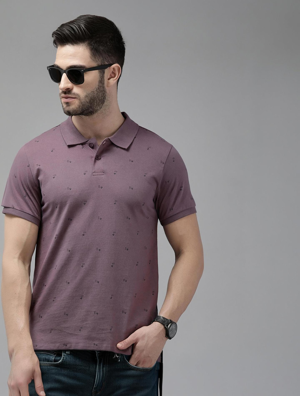 Image of Roadster Men Solid Polo Neck Pure Cotton Green T-Shirt