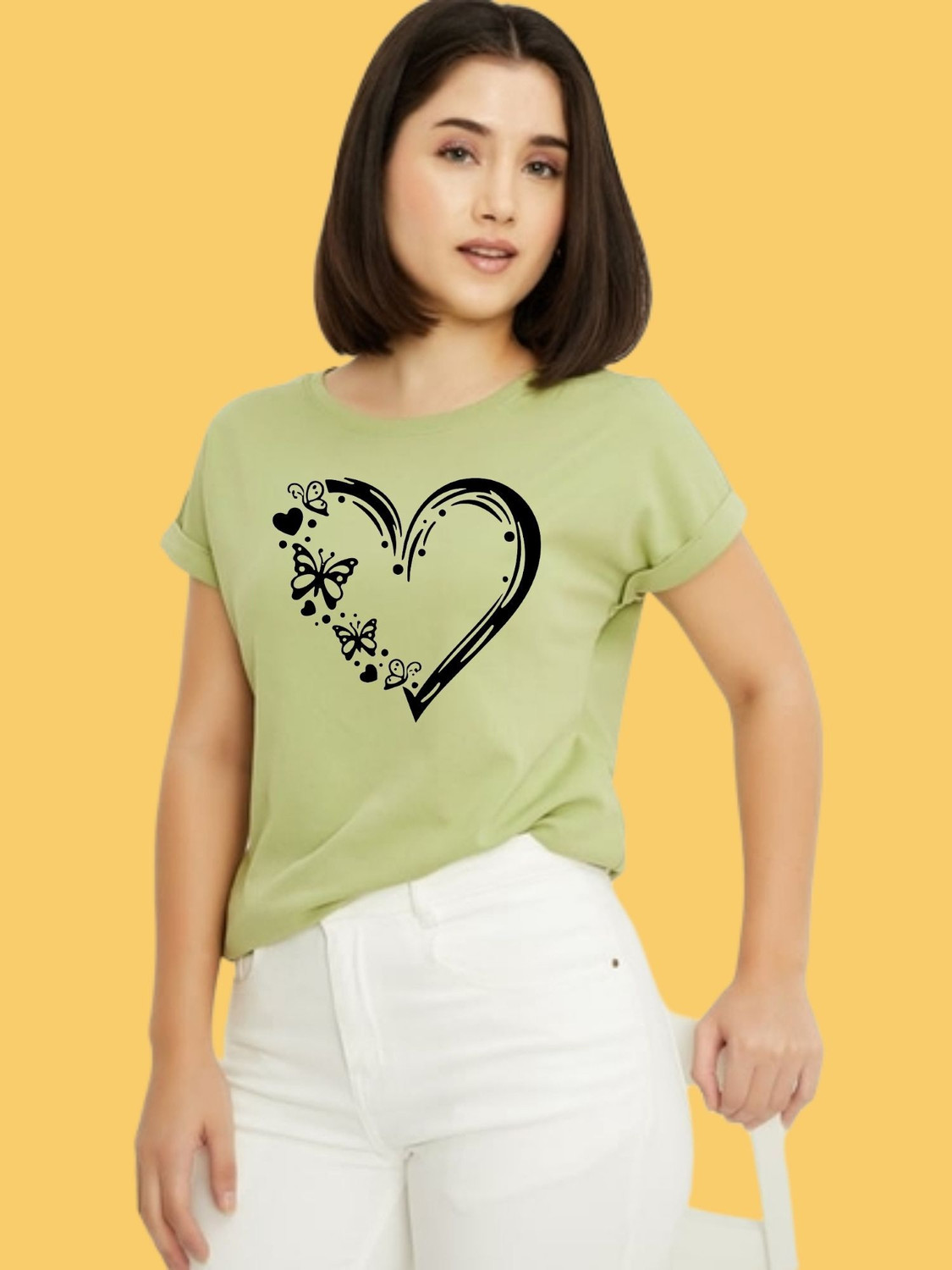 Image of Attirea Women Graphic Print Round Neck Polyester Pink T-Shirt