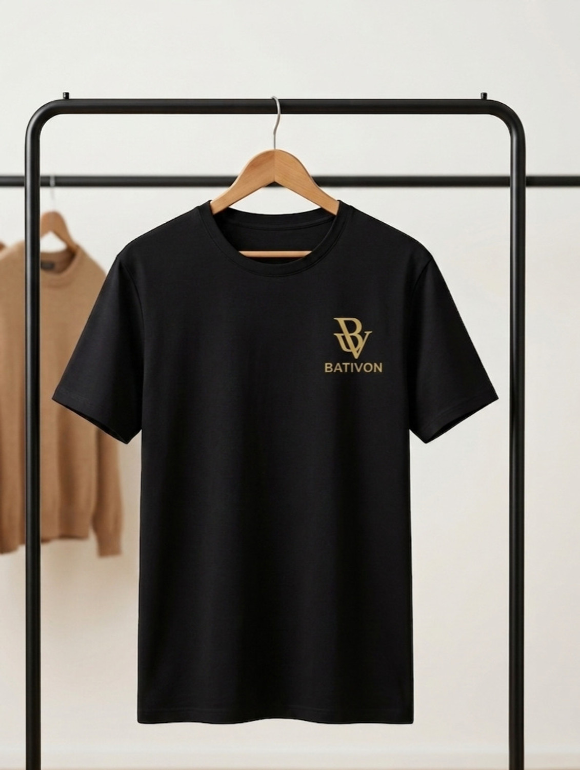Image of Styloketh Men Solid Round Neck Polyester Maroon, Black T-Shirt