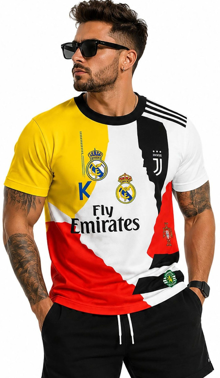Image of StitchandPack Men Graphic Print, Printed Round Neck Polyester Silver, Black, Yellow T-Shirt
